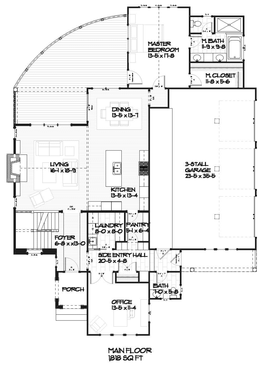 Ada - Tudor Floor Plan - SketchPad House Plans