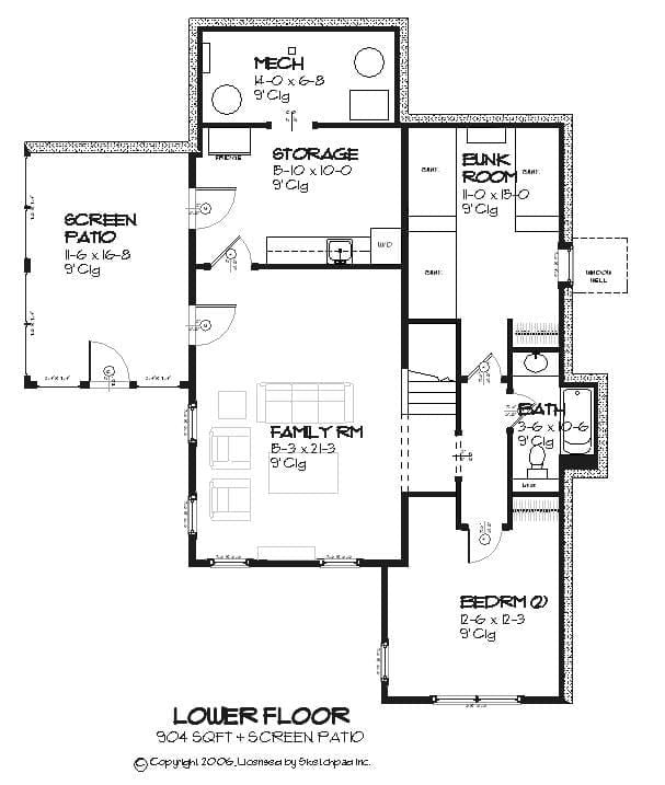 Bayview - Lakhouse Floor Plan - SketchPad House Plans