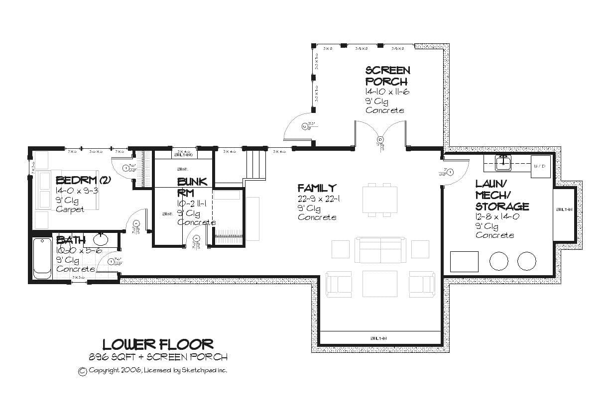 Beechcrest - Craftsman Floor Plan - SketchPad House Plans