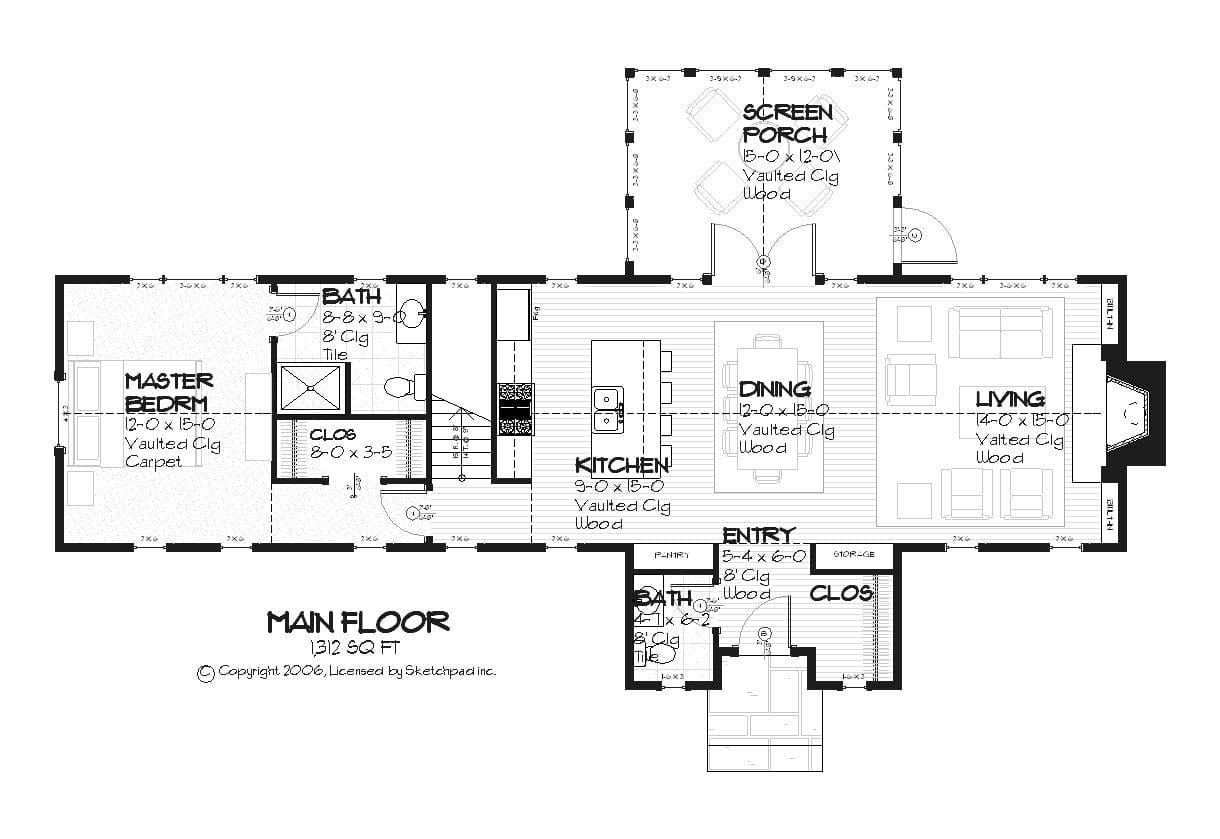 Beechcrest - Craftsman Floor Plan - SketchPad House Plans